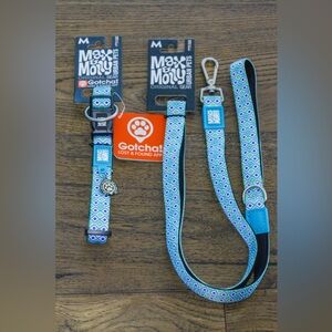 Max and Molly M Retro Blue Smart ID Dog Collar and Leash Set